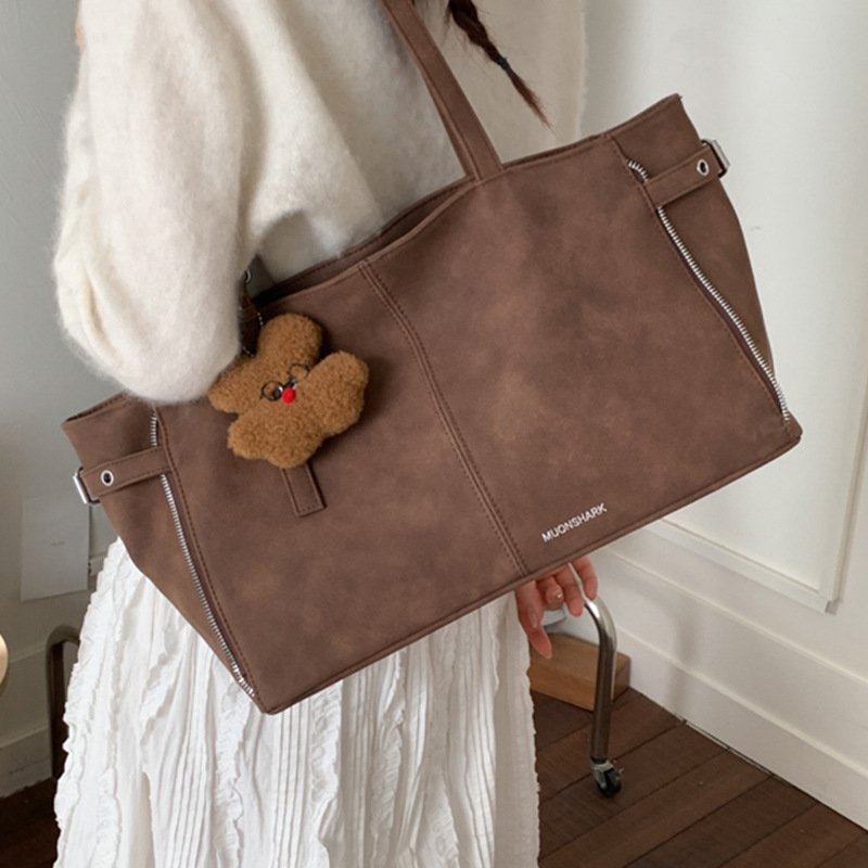 Niche Handheld Shoulder Bag New Zipper Large Capacity Tote Bag Trendy_voghion.com
