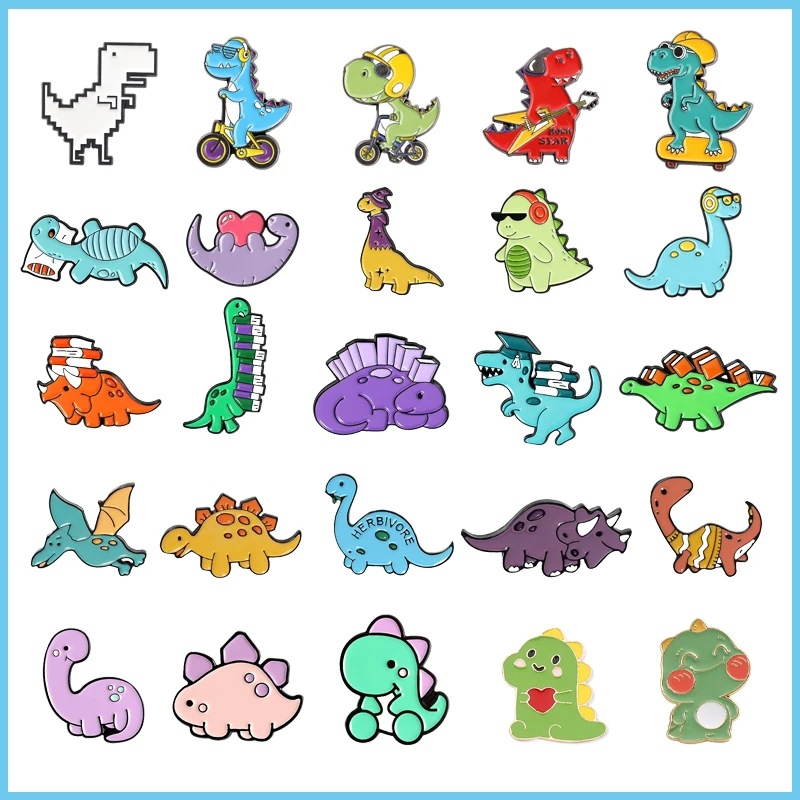 Dinosaur Pattern Cartoon Style Pin Dinosaur Alloy Stoving Varnish Unisex Brooches