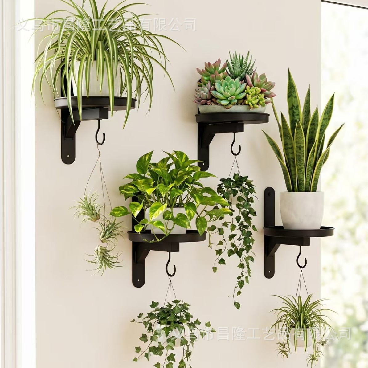 Transfronterizo 2026 nuevo marco de plantas de pared colgante de plantas de pared colgante de maceta de flores campana de viento marco de flores multifuncional