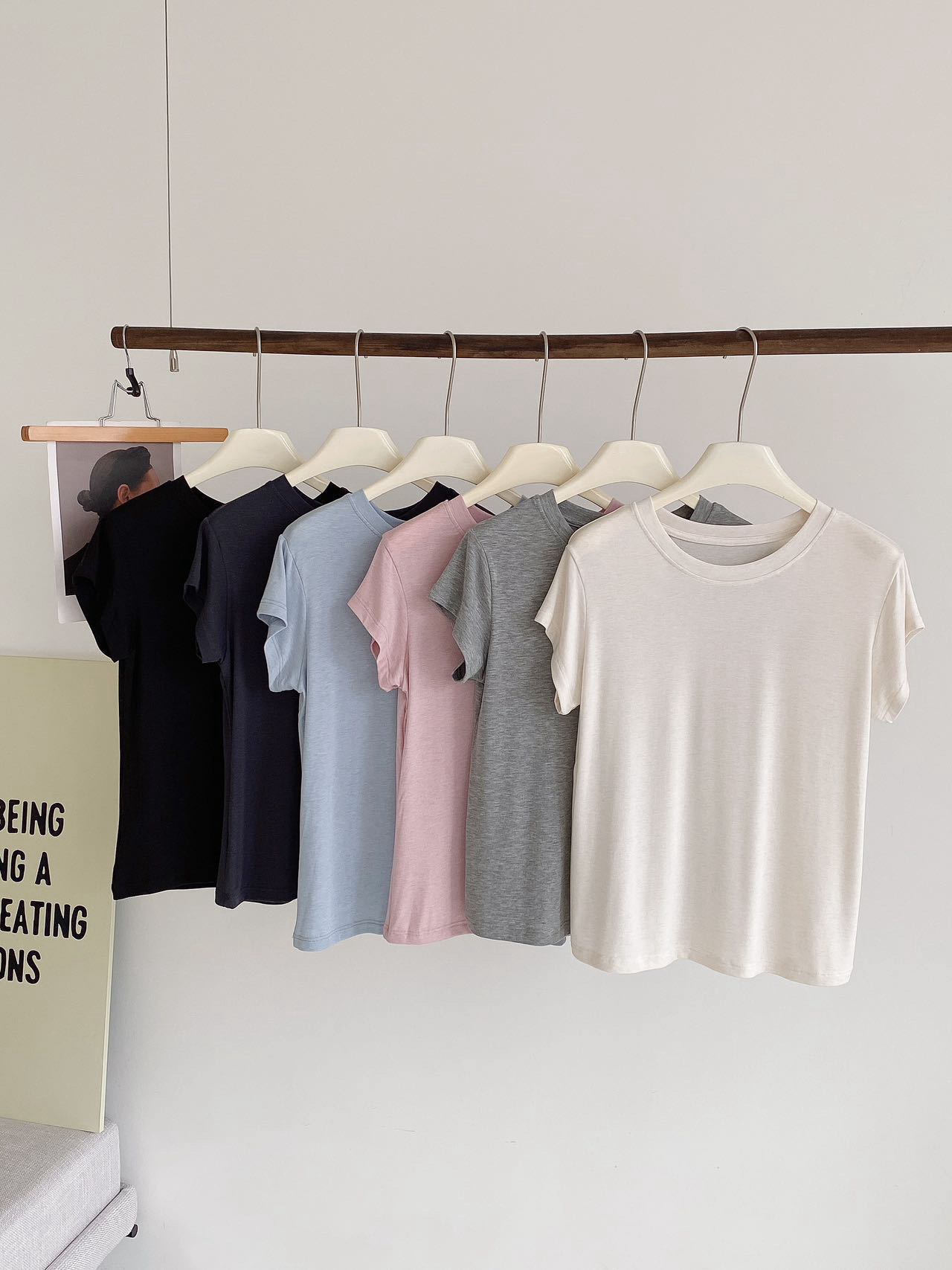 Qadın Tencel Yun Qısaqol Köynək — Dəyirmi Boyun, Slim Fit