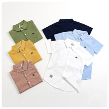 外贸童装衬衣源头厂家1-14岁男孩子短袖衬衫男孩纯棉休闲短袖衬衣