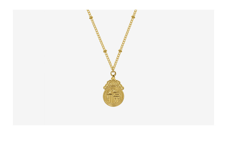 Chinese Style Jewelry Good Luck Fortune Ancient Style Pendant ins Style Simple Necklace Women's Titanium Steel Gold Clavicle Chain Accessories_voghion.com