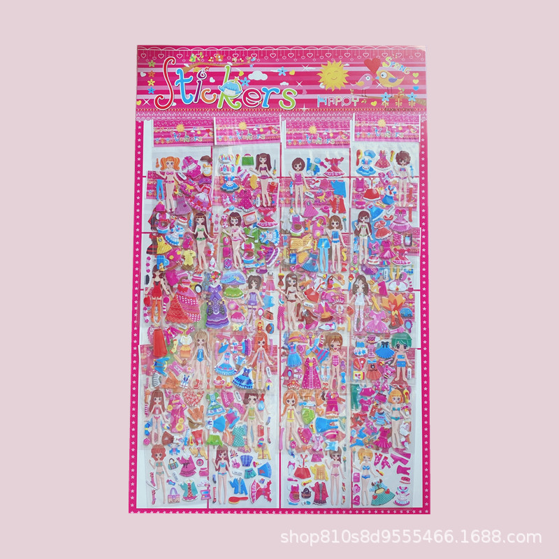 Princesa vestirse pegatinas sirena ropa pegatinas niños de dibujos animados pegatinas kindergarten recompensa burbuja pegatinas al por mayor
