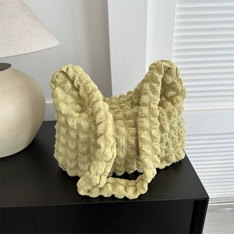 Плечевая сумка Soft, корейский стиль, стеганая текстурная ткань, просторная повседневная сумка-тоут