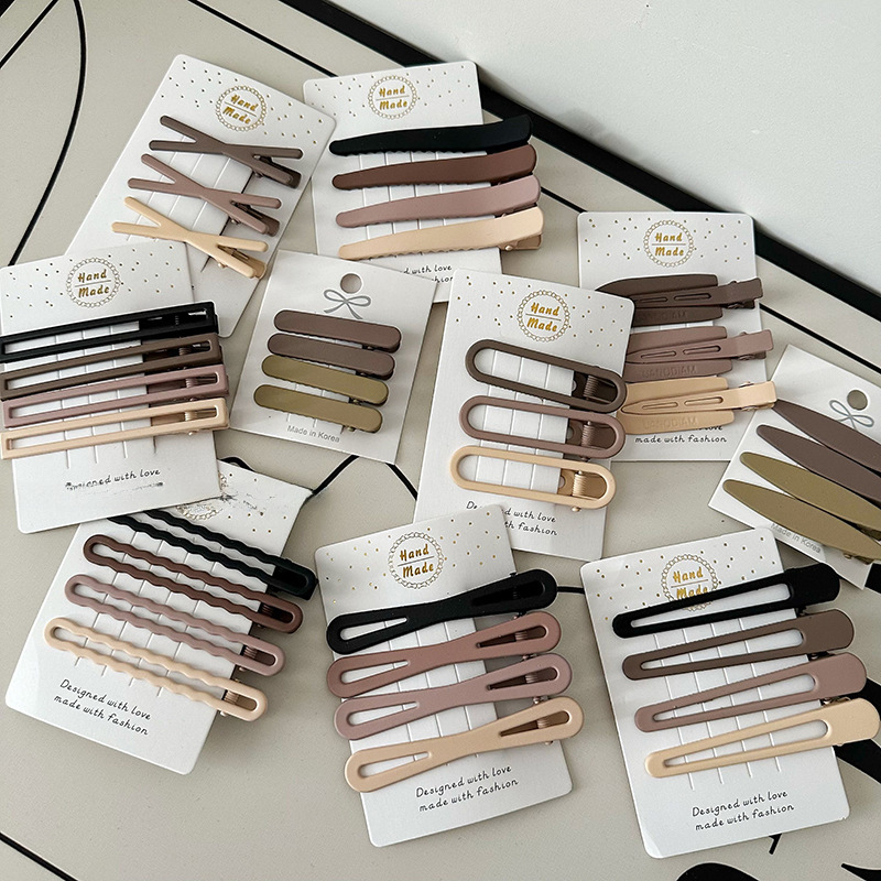 Curry Color Hairpin Combination Retro Elegant Broken Hair Bangs Clip Duckbill Clip Hair Accessories Texture Hairpin Women's High Sense_voghion.com