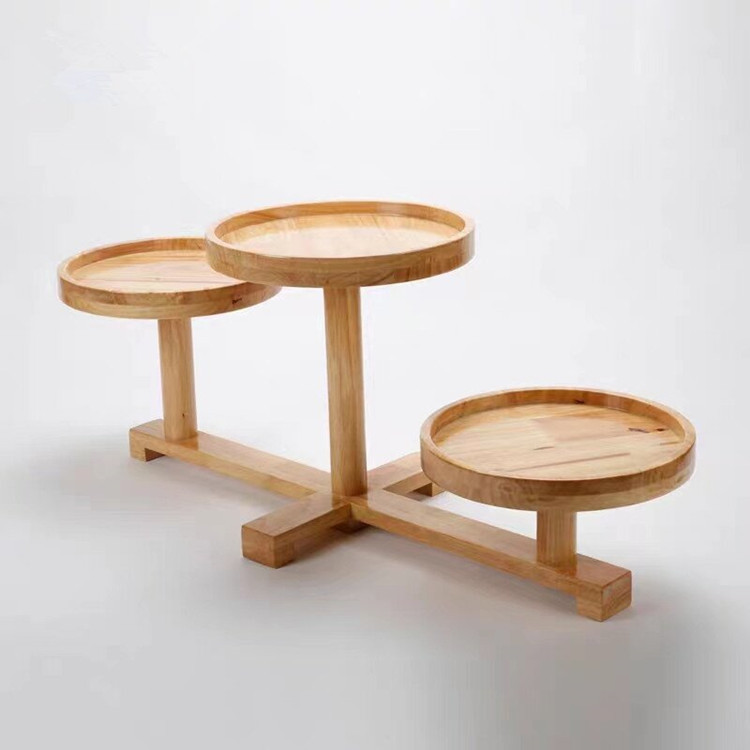 Postre plato de bocadillo de pierna alta plato de fruta estante de pastel de múltiples capas boda cumpleaños bandeja de madera