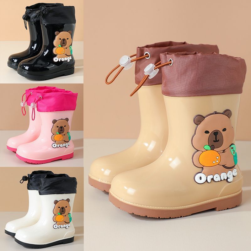 Nuevos niños capibara barril corto impermeable bebé zapatos de lluvia botas de lluvia barril medio para niños y niñas dibujos animados jardín de infantes zapatos de agua