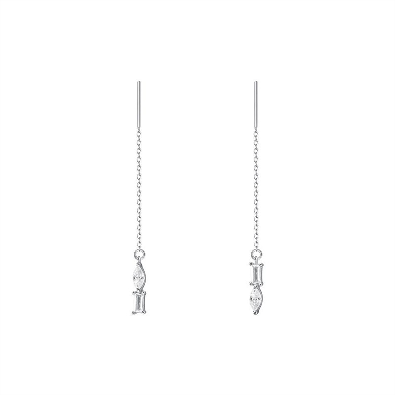 S925 Sterling Silver Geometric Tassel Earrings With Zircon_voghion.com