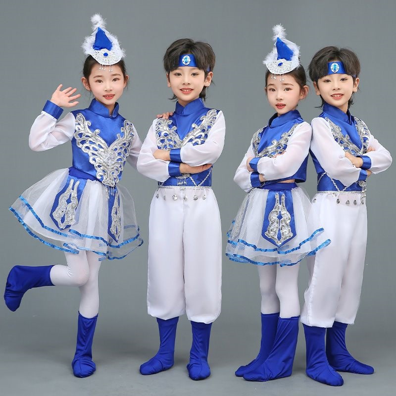 合唱演出服马蹄哒哒套装儿童草原骏马演出服少数民族舞蹈表演服装