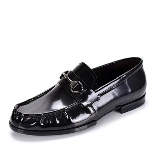 Horsebit Loafers for Men, Patent Leather British Style Yuppie Slip-On Casual Genuine Leather Men's Shoes, Trendyy Beanie Shoes for Men