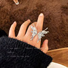 Cross -border new product butterfly ring temperament flash diamond opening ring ring popular jewelry manufacturer direct sales super flash