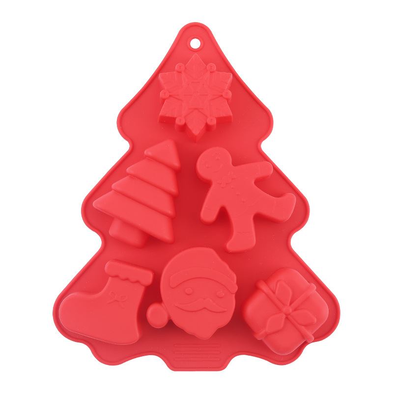 Christmas tree cake mold creative 6-hole silicone cake mold kitchen baking utensils DIY chocolate cake mold