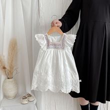 童裙2025夏款女宝宝韩版绣花蕾丝连衣裙儿童短袖荷叶边田园公主裙