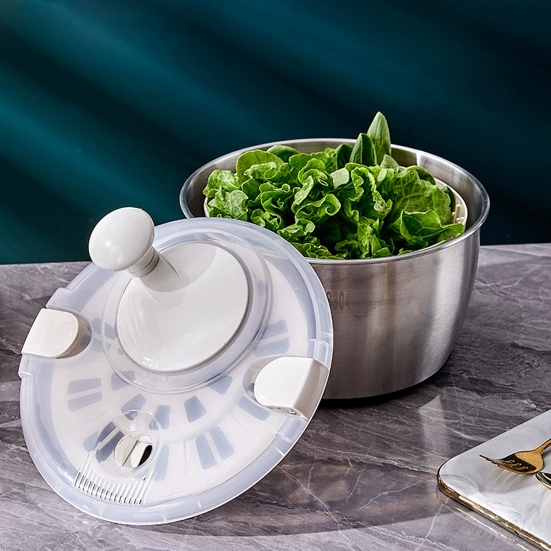 304 нержавеющая сталь, дегидратор для овощного салата, ручная вращающаяся сливная корзина, бытовая сушилка для фруктов и овощей для мытья овощей и обезвоживания