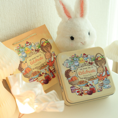 17cm square biscuit box square tinplate box gift box tin box companion gift box