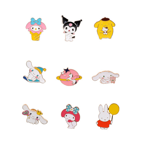 Cartoon animal metal dripping oil jade precious dog brooch female Japanese jk stationery bag accessories cute style creative trinkets