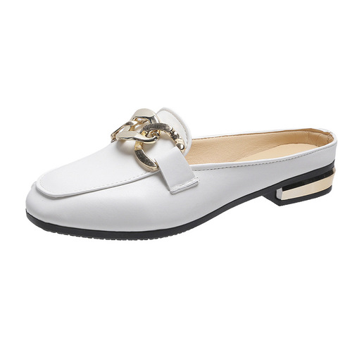 Baghouo Half Slipper Women's Korean Version 2024 New Mule Shoes for Girls, Outdoors, Flat, Fashionable, Square-toe Flat Slipper