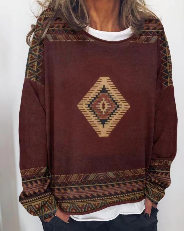 2022春季亚马逊新款休闲欧美都市复古休闲套头圆领印花长袖卫衣|ms