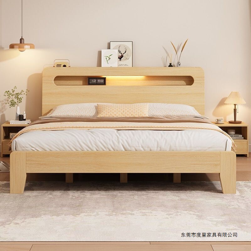 Essential for modern economical rental housing 1.62m m bed rental house solid wood bed 1.8m double bed simple bed