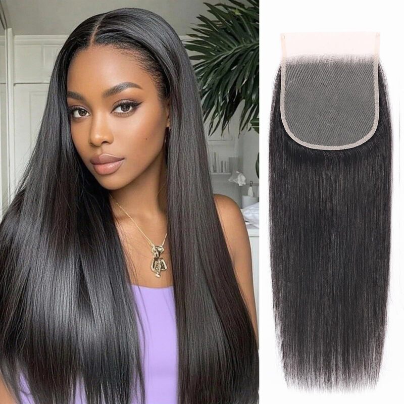 5*5 lace closure straight natural color transparent lace human hair block exclusively for cross-border e-commerce 5*5 lace closure straight natural color transparent lace human hair block exclusively for cross-border e-commerce