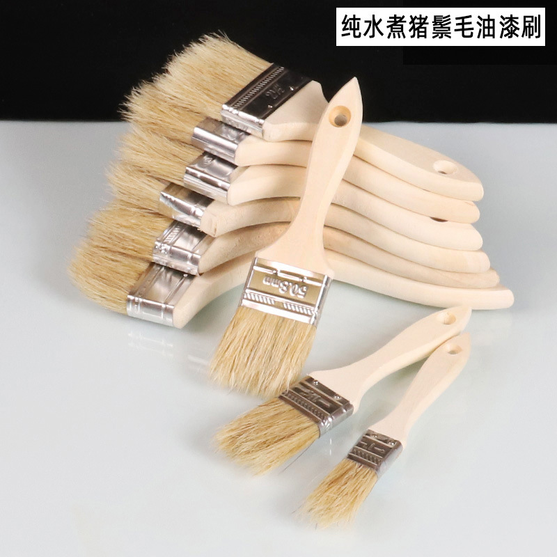 Fábrica al por mayor cepillo de pelo de cerdo largo cepillo de cerdas puras cepillo de pintura industrial cepillo de pegamento cepillo de salsa de barbacoa