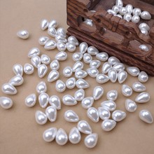 半孔水滴5-16mm玻璃水晶施家珍珠半孔米珠diy耳钉饰品配件