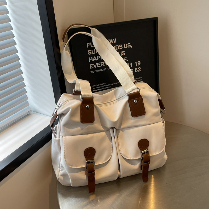 Bolso de tela de nailon, bolso de hombro, bolso de ocio simple, bolso de mensajero de moda para estudiantes universitarias