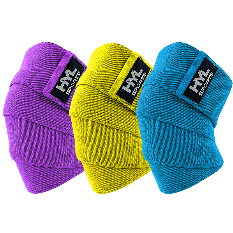 健身护膝绷带深蹲举重卧推绑带护膝健美绑腿缠绕绷带护腿纯色绑带