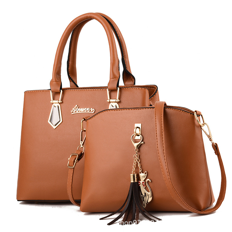 Bolso de Mano y Hombro para Mujer Set 2 en 1 Gran Capacidad de PU para Uso Diario