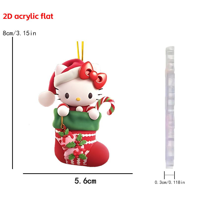 Transfronterizos nuevos adornos de Navidad Sanrio 2D colgantes planos acrílicos árbol de Navidad colgantes de decoración de atmósfera de vacaciones image 5