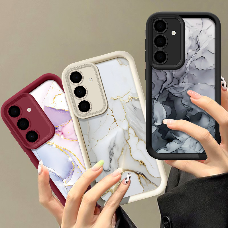 Cross-Border Applicable S25Ultra Mobile Phone Case Samsung A55 Marble Pattern S24Fe S26 A16 Anti-Fall Protective Case