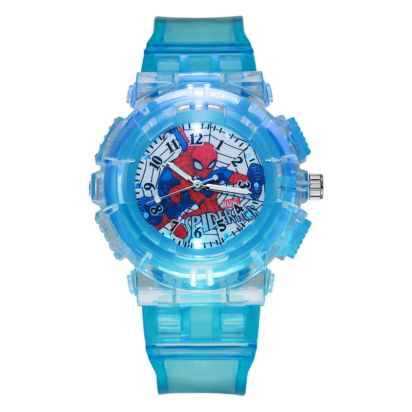 Cross-border nuevo Spider-Man Reloj luminoso de plástico de dibujos animados reloj chico reloj de cuarzo en stock al por mayor