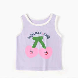 女童背心纯棉a类儿童背心宝宝夏季休闲无袖t恤夏装女童上衣亲肤