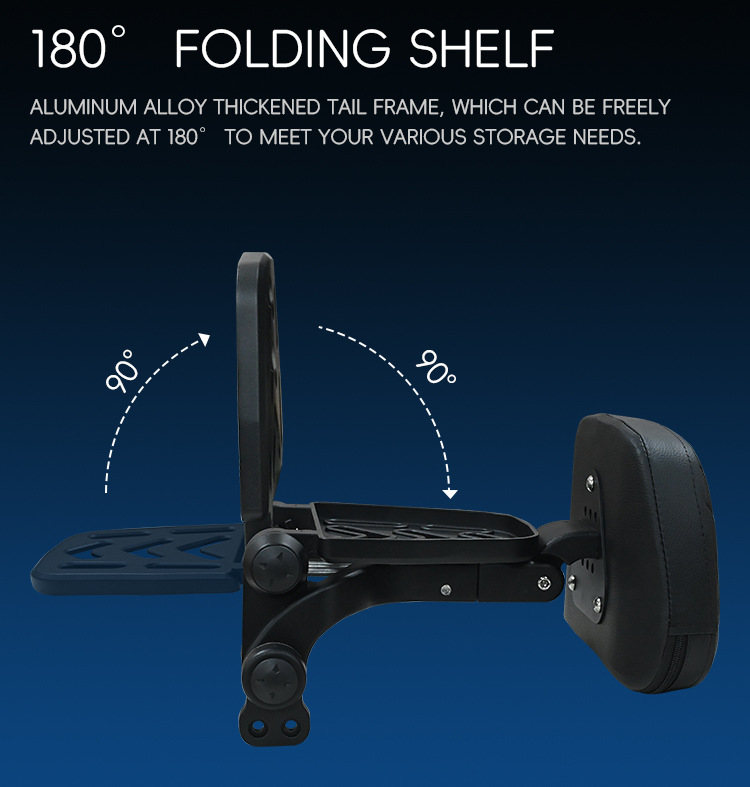 Motorcycle folding backrest for Graystone 250CVT, Flash 250V/300, and Wuxi CU625; foldable rack modification parts