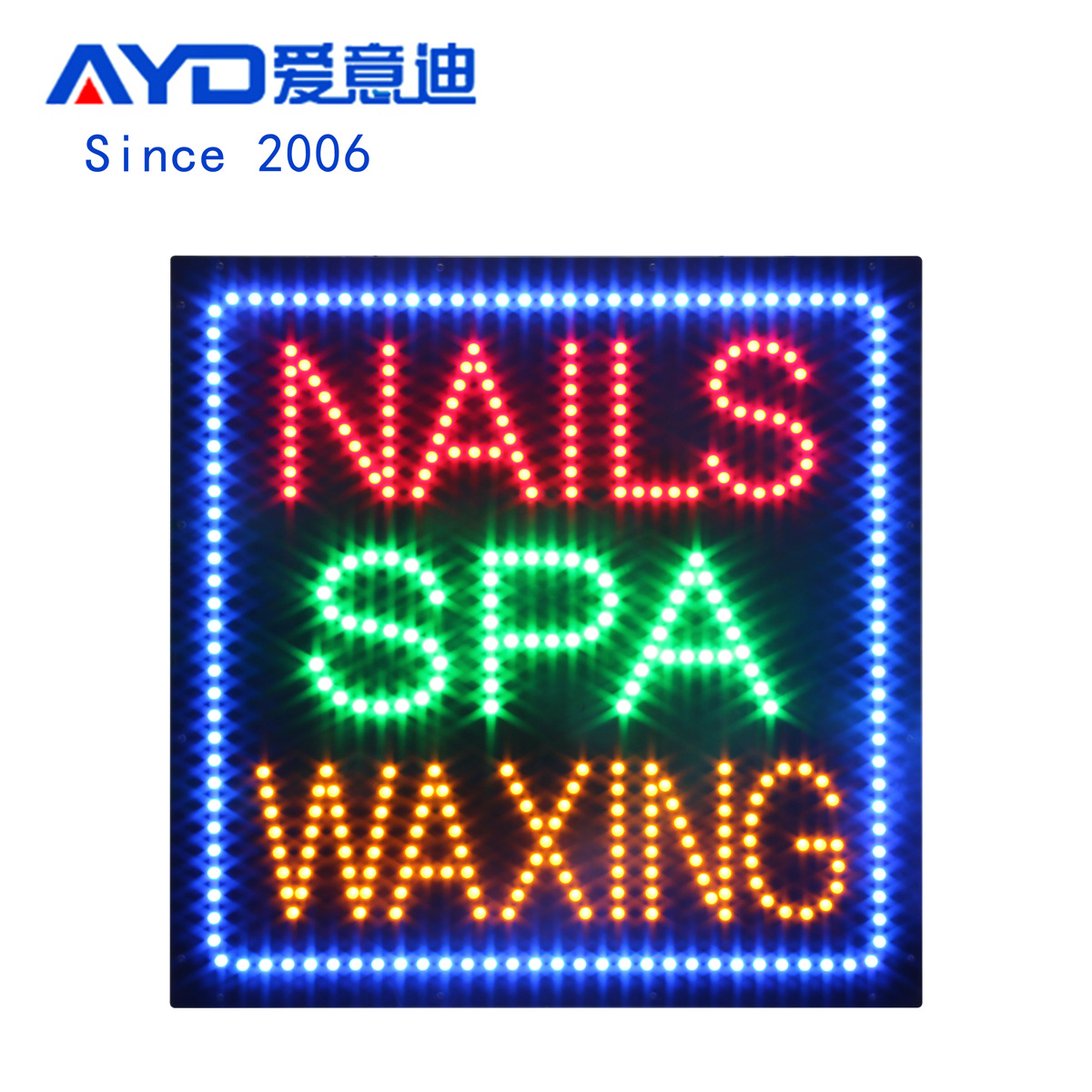 亚克力指示牌吊挂 LED NAILS SPA WAXING LED美容广告牌600x60cm