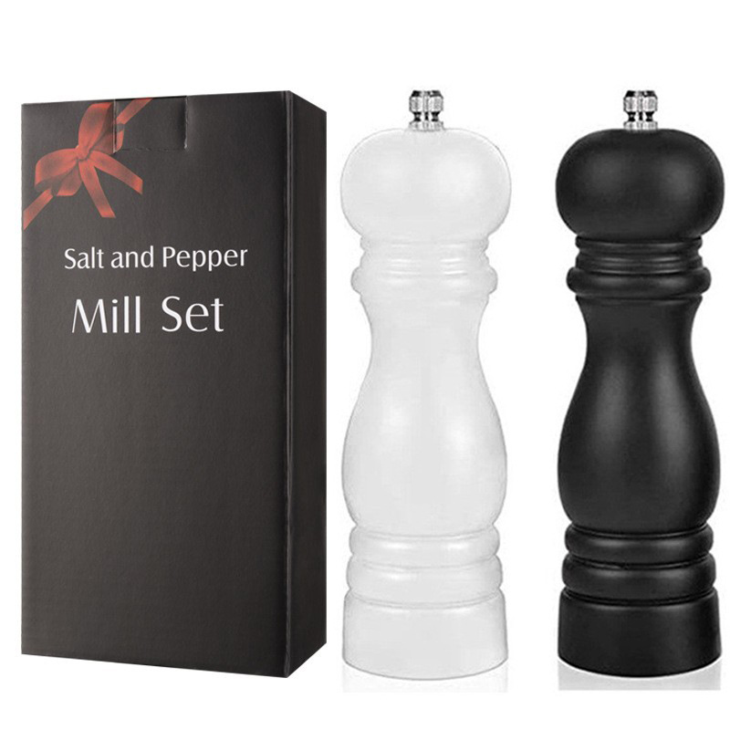 Blanco y Negro molino de pimienta manual de cerámica núcleo molinillo de pimienta molinillo de sal de mar multiusos botella de condimento