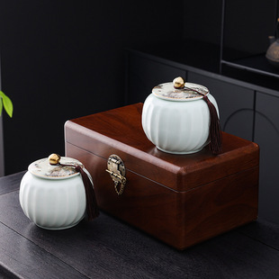Tea Gift Box Empty Box High-End Universal Packaging Ceramic Jar Double Jar Xinyang Maojian Longjing Enshi Yulu Dianhong