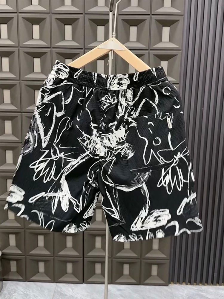 Men's Clothing Men's Fashion Printed Shorts Summer Style Trendy Unique Pattern Loose Fit Casual Wide Leg Five Point Pants Suitable For Wearing Outside_viptrois.com