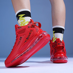 Brand Men's Spring New Trendy Sport Full-Length Air Cushion Shock-absorbing Sports Shoes for Students High-top Dad Shoes Mid-calf