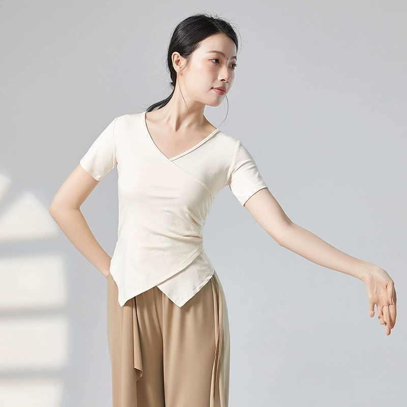 Летние топы с короткими рукавами для современного танца для женщин, боди для классического китайского танца, танцевальная одежда для учителей в классе