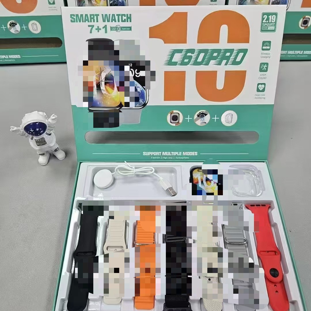 C60Pro Smart Watch Men's Sports Multi-Function 7-in-1 Watch Set Cross-Border Popular Huaqiangbei Watch