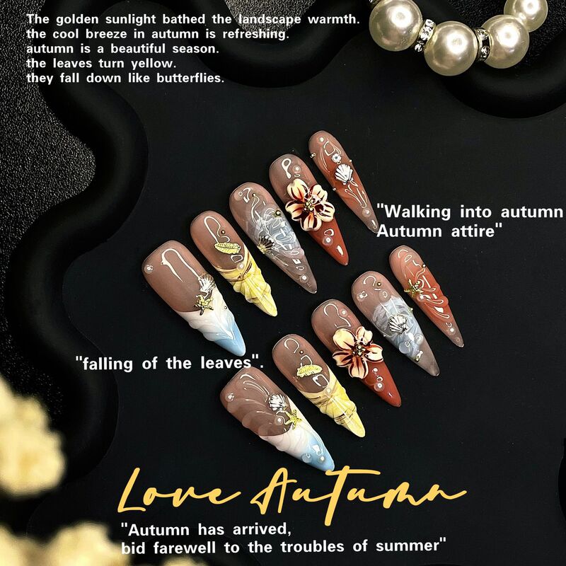 European and American Popular Shell White Long Tip Pure Handmade Three-Dimensional Carved Series Cross-Border New French Sweet and Spicy Retro Manicure