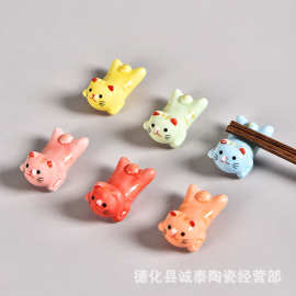 日式招财猫陶瓷摆件猫咪筷子架招财纳福工艺品地摊摆摊文创纪念品