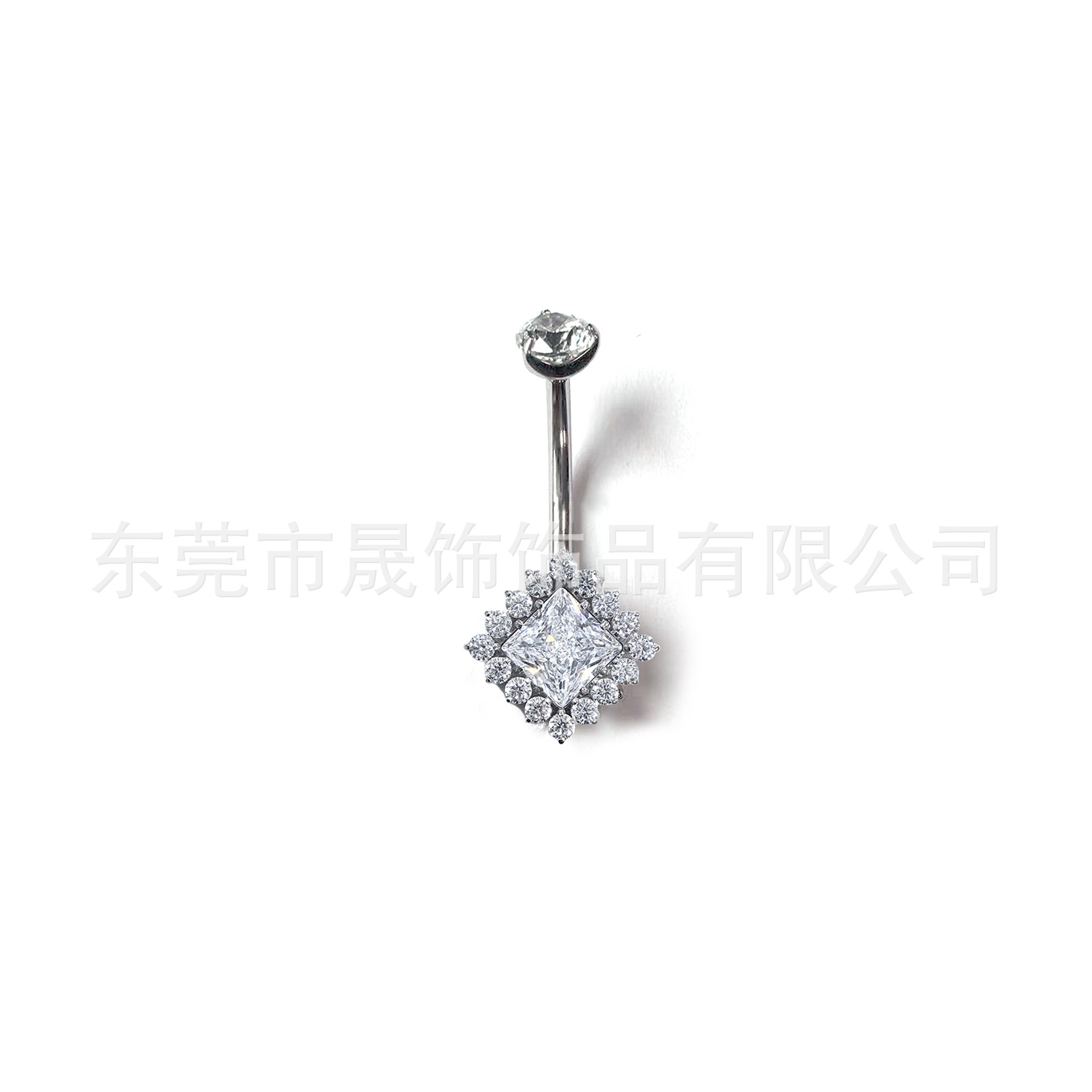 F136 Titanium Alloy 肚 Navel Ring Studded 方 Cubic Zirconia 内牙 Navel Ring G23 Titanium 人体 Piercing 脐饰