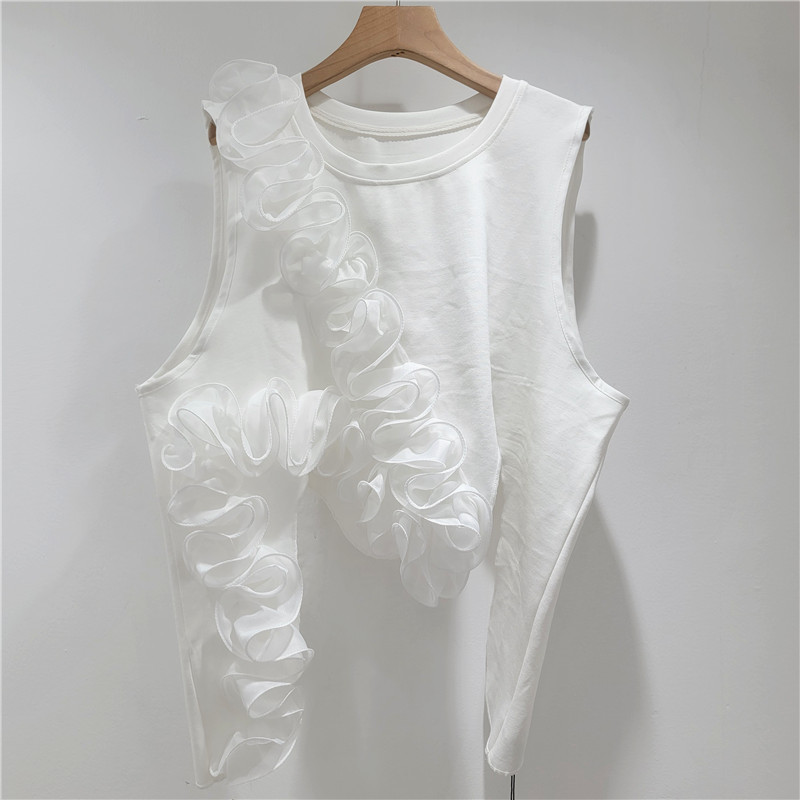 Viento oscuro irregular flor tridimensional pila vestir chaleco de otoño 2025 nuevo estilo suelto moda versátil dulce cool top mujer image 3