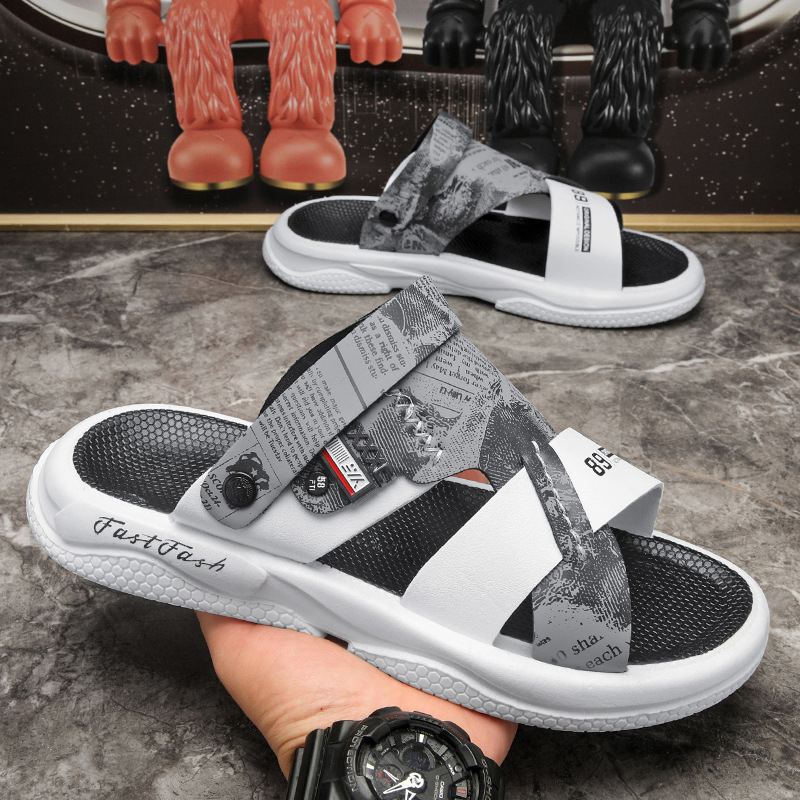 Sandalias para hombres al aire libre zapatos de playa casuales verano 2024 nuevo un pedazo de zapatillas transpirables