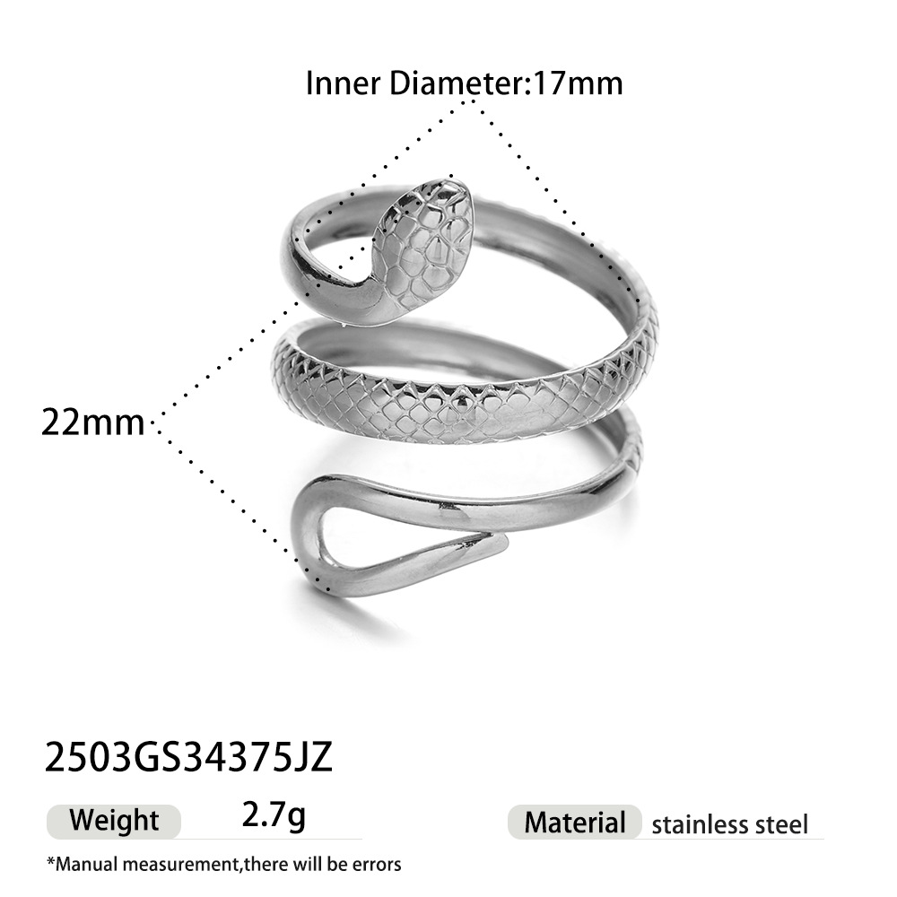 Anillo de acero inoxidable de estilo europeo y americano de Tena, acero de titanio, sin decoloración, serpiente espiritual, joyería de lujo ligera, anillo de diseño de nicho femenino, transfronterizo
