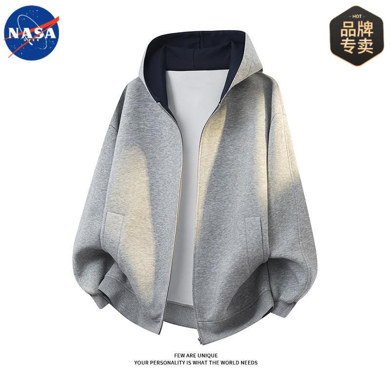 NASA品牌高级感休闲连帽卫衣男秋季新款情侣运动宽松长袖开衫外套|undefined