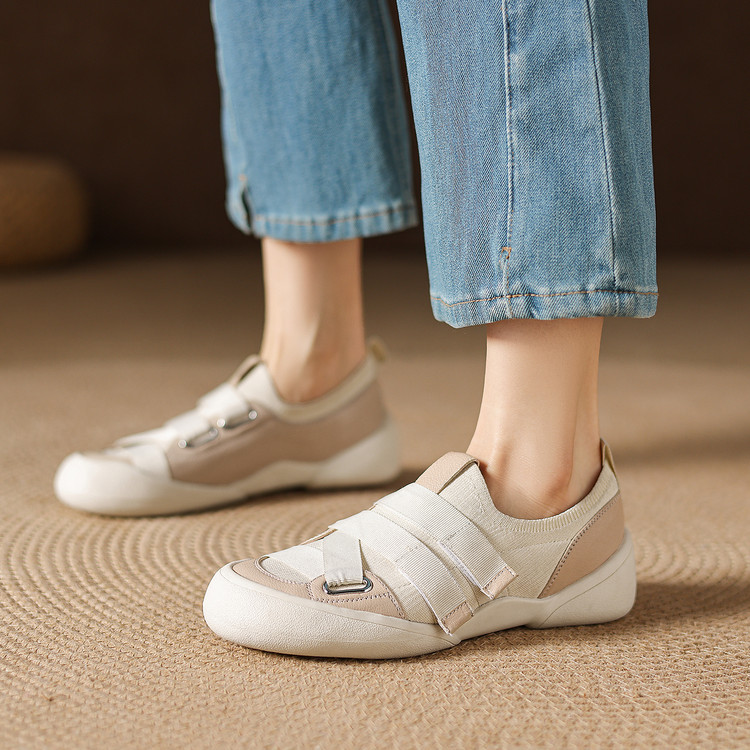 Giày sneaker nữ chunky đế dày da dê phối màu cao cấp — màu đen, màu trắng ngà chi tiết 26