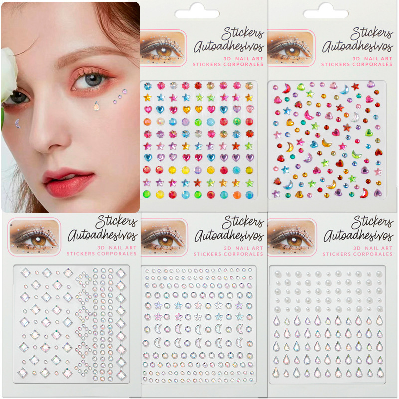 Pearl Face Stickers, Flower Face Makeup Stickers, Forehead Face Stickers, Nail Art Makeup Accessories, Rhinestone Face Stickers Pearl Face Stickers, Flower Face Makeup Stickers, Forehead Face Stickers, Nail Art Makeup Accessories, Rhinestone Face Stickers